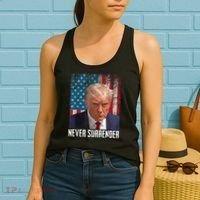 Trump Mug Shot Donald Trump Mug Shot Never Surrender Women's Tank Top thumb 2