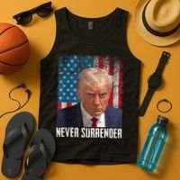 Trump Mug Shot Donald Trump Mug Shot Never Surrender Tank Top thumb 4