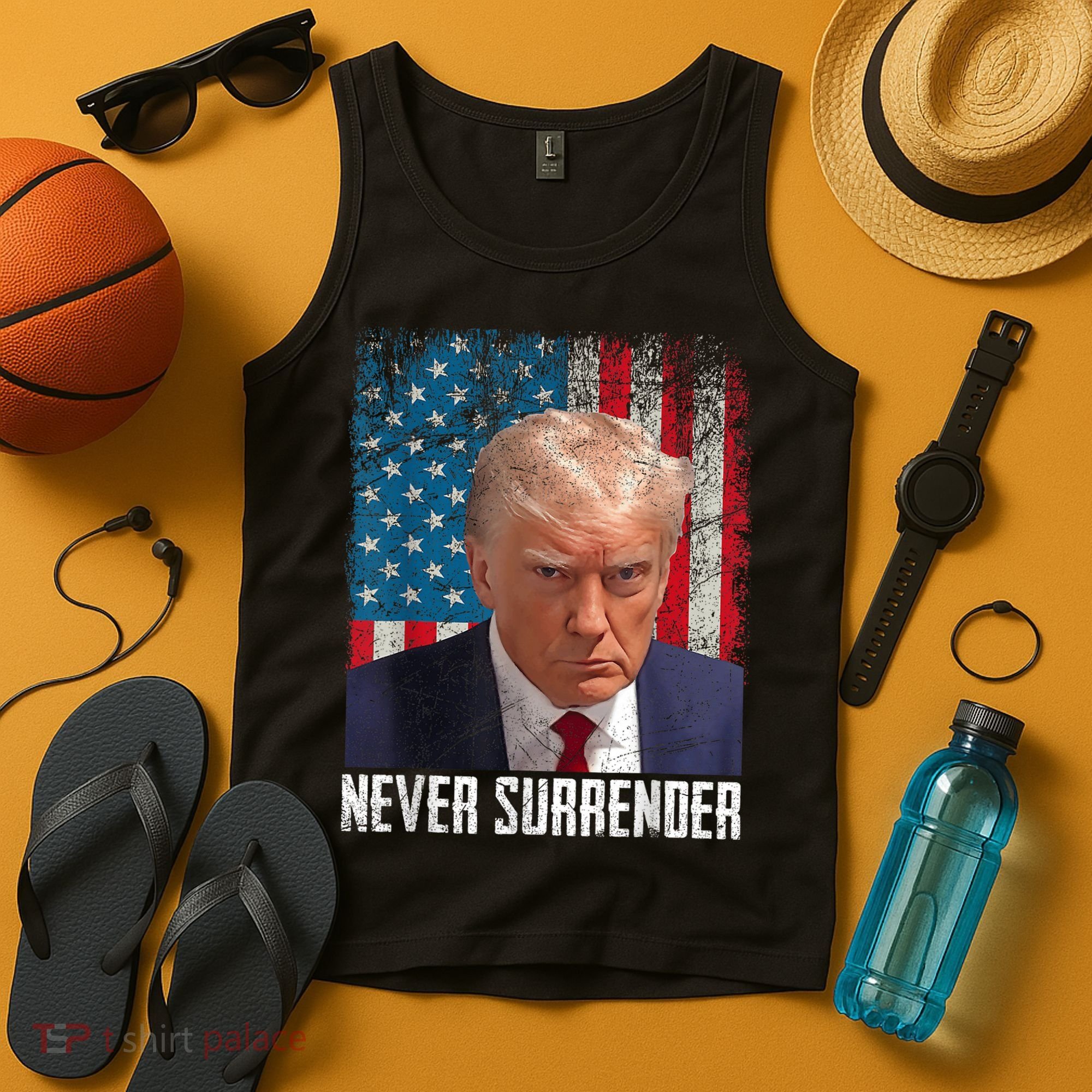 Trump Mug Shot Donald Trump Mug Shot Never Surrender Tank Top