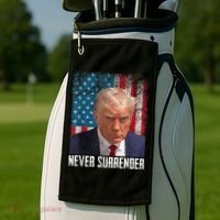 Trump Mug Shot Donald Trump Mug Shot Never Surrender Golf Towel thumb 2