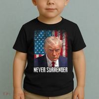 Trump Mug Shot Donald Trump Mug Shot Never Surrender Toddler T-Shirt thumb 2