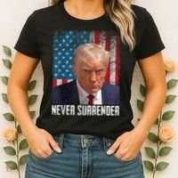 Trump Mug Shot Donald Trump Mug Shot Never Surrender Women's T-Shirt thumb 2