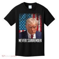Trump Mug Shot Donald Trump Mug Shot Never Surrender Kids T-Shirt thumb 0