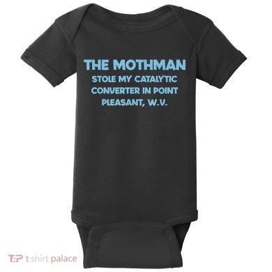 The Mothman Stole My Catalytic Converter In Point Baby Bodysuit