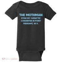 The Mothman Stole My Catalytic Converter In Point Baby Bodysuit thumb 0