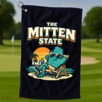 The Mitten State Funny Chillin Golf Towel thumb 1