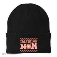 Triathlon Mom Swim Bike Run Triathlete Mama Gift Cute Gift Beanie thumb 0