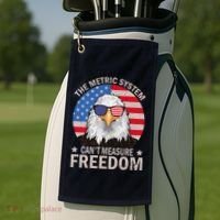 The Metric System CanT Measure Freedom Eagle 4th Of July Golf Towel thumb 2