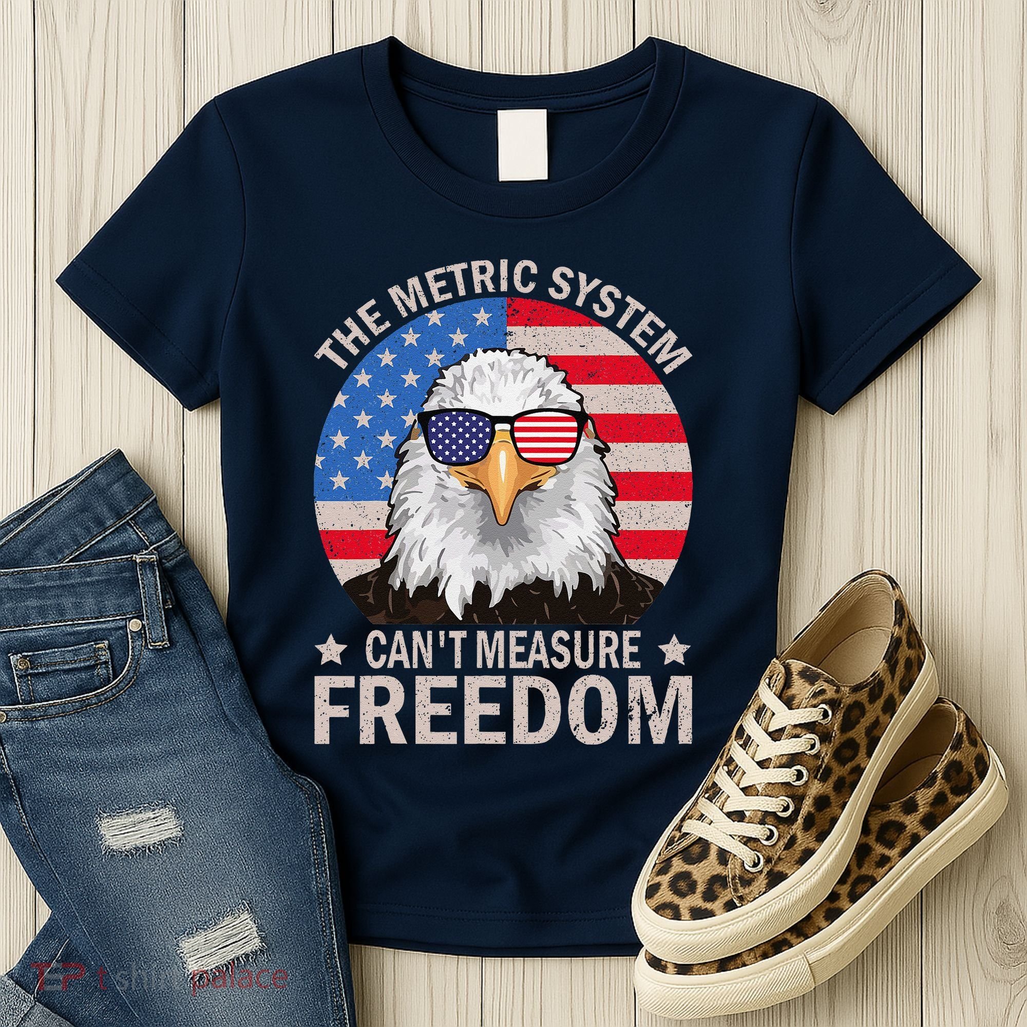 The Metric System CanT Measure Freedom Eagle 4th Of July Women's T-Shirt