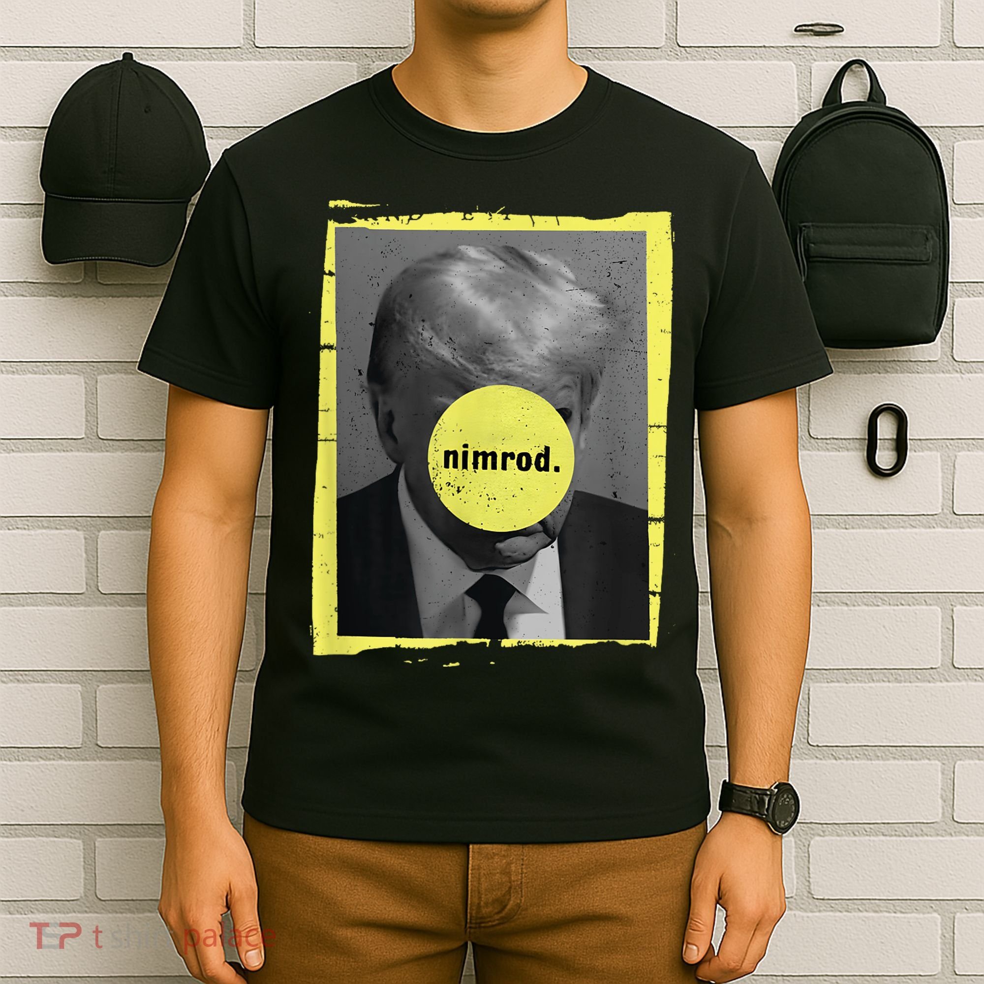 Trump Mug Shot Never Surrender Green Nimrod Trump Day T-Shirt