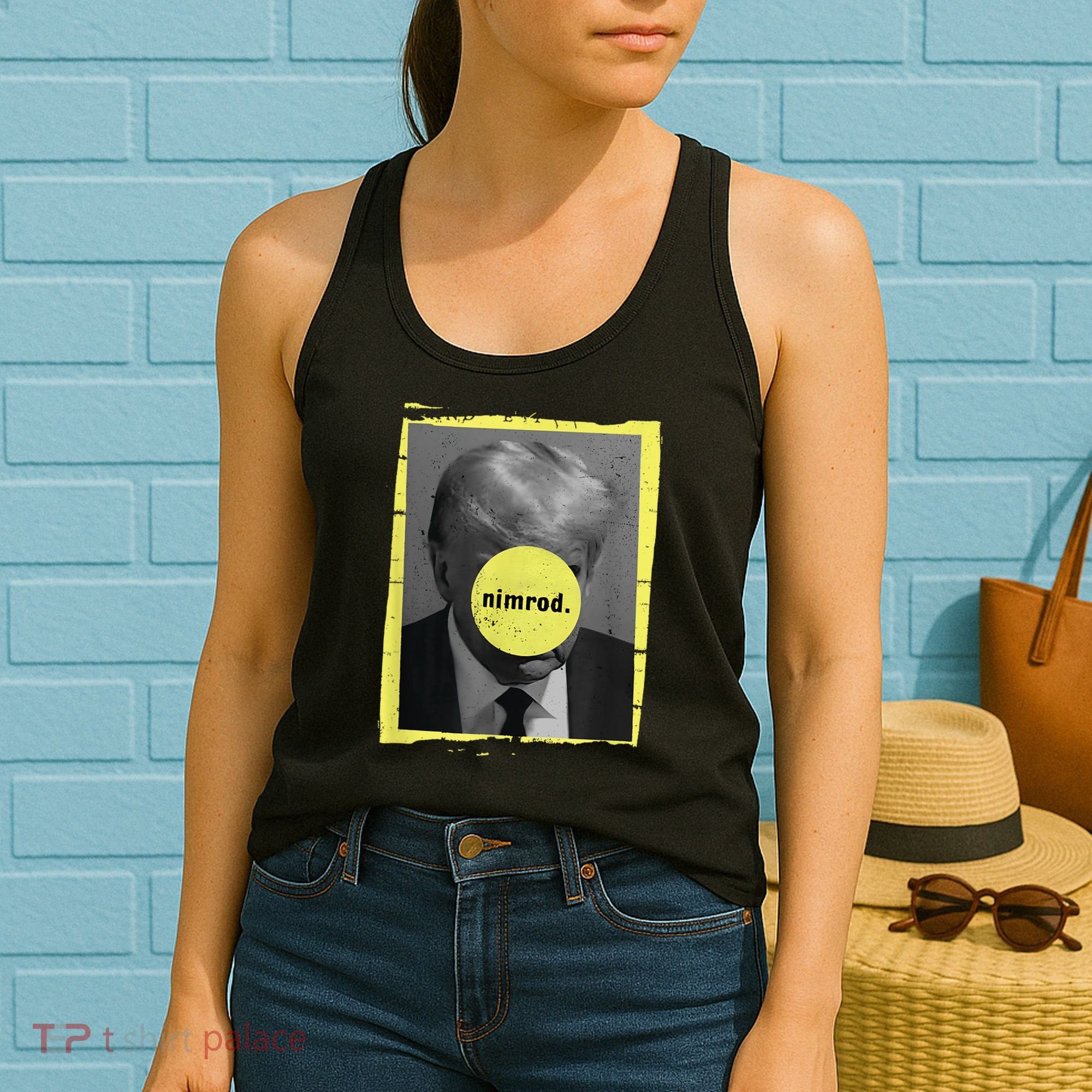 Trump Mug Shot Never Surrender Green Nimrod Trump Day Women's Tank Top
