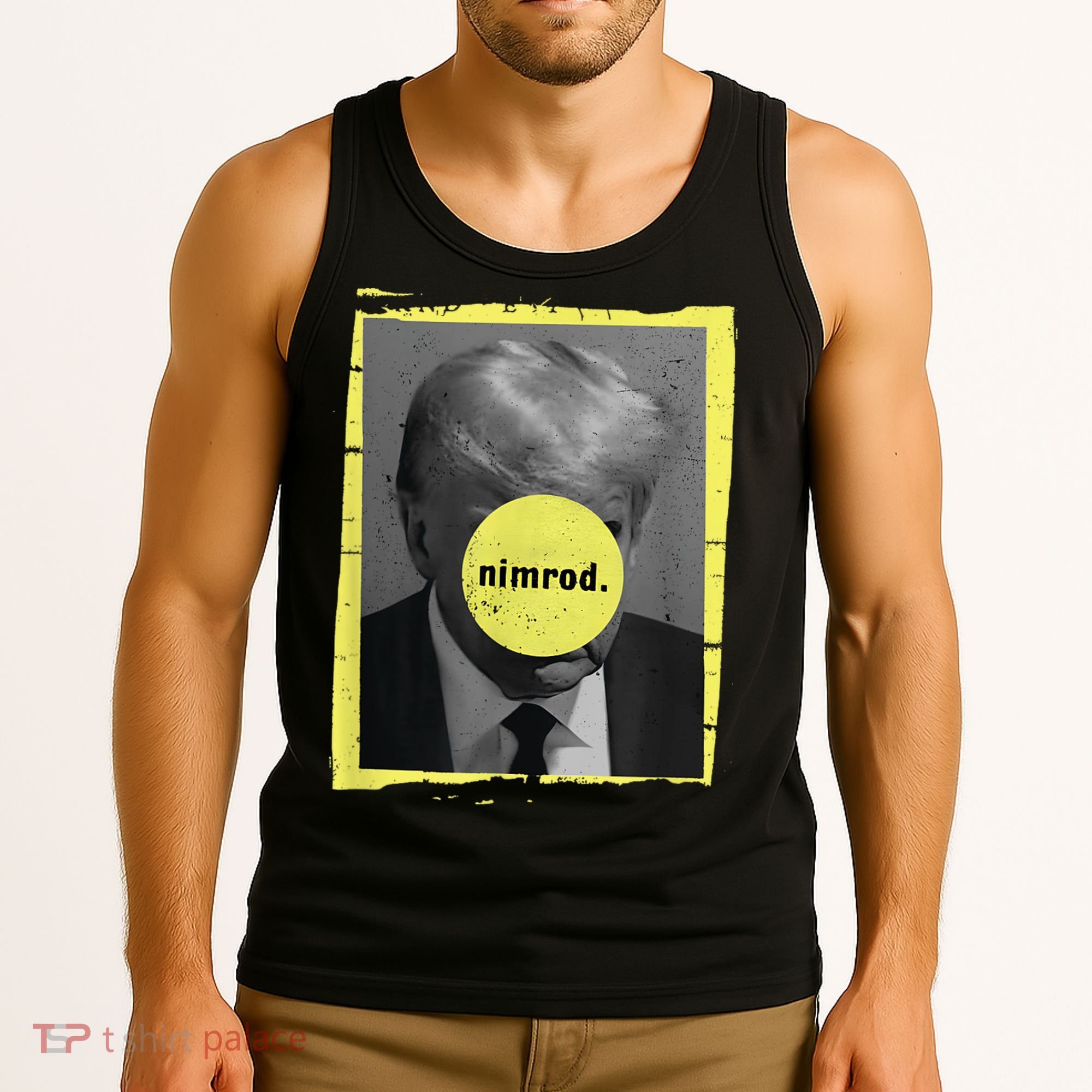 Trump Mug Shot Never Surrender Green Nimrod Trump Day Tank Top