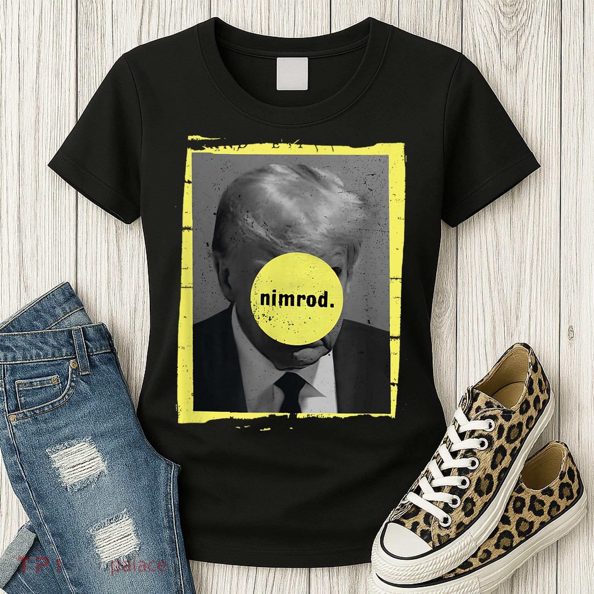 Trump Mug Shot Never Surrender Green Nimrod Trump Day Women's T-Shirt