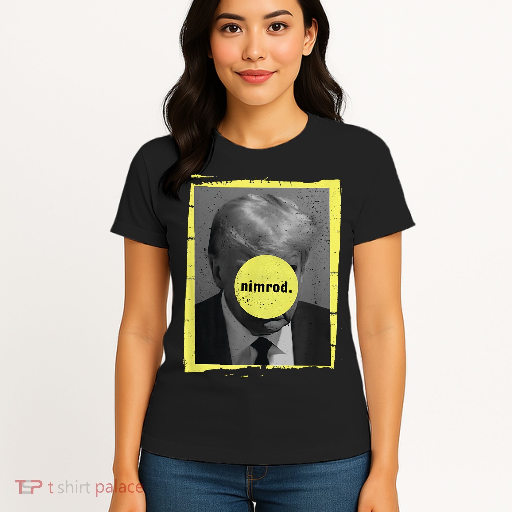 Trump Mug Shot Never Surrender Green Nimrod Trump Day Women's T-Shirt