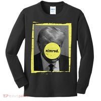 Trump Mug Shot Never Surrender Green Nimrod Trump Day Kids Long Sleeve Shirt thumb 0