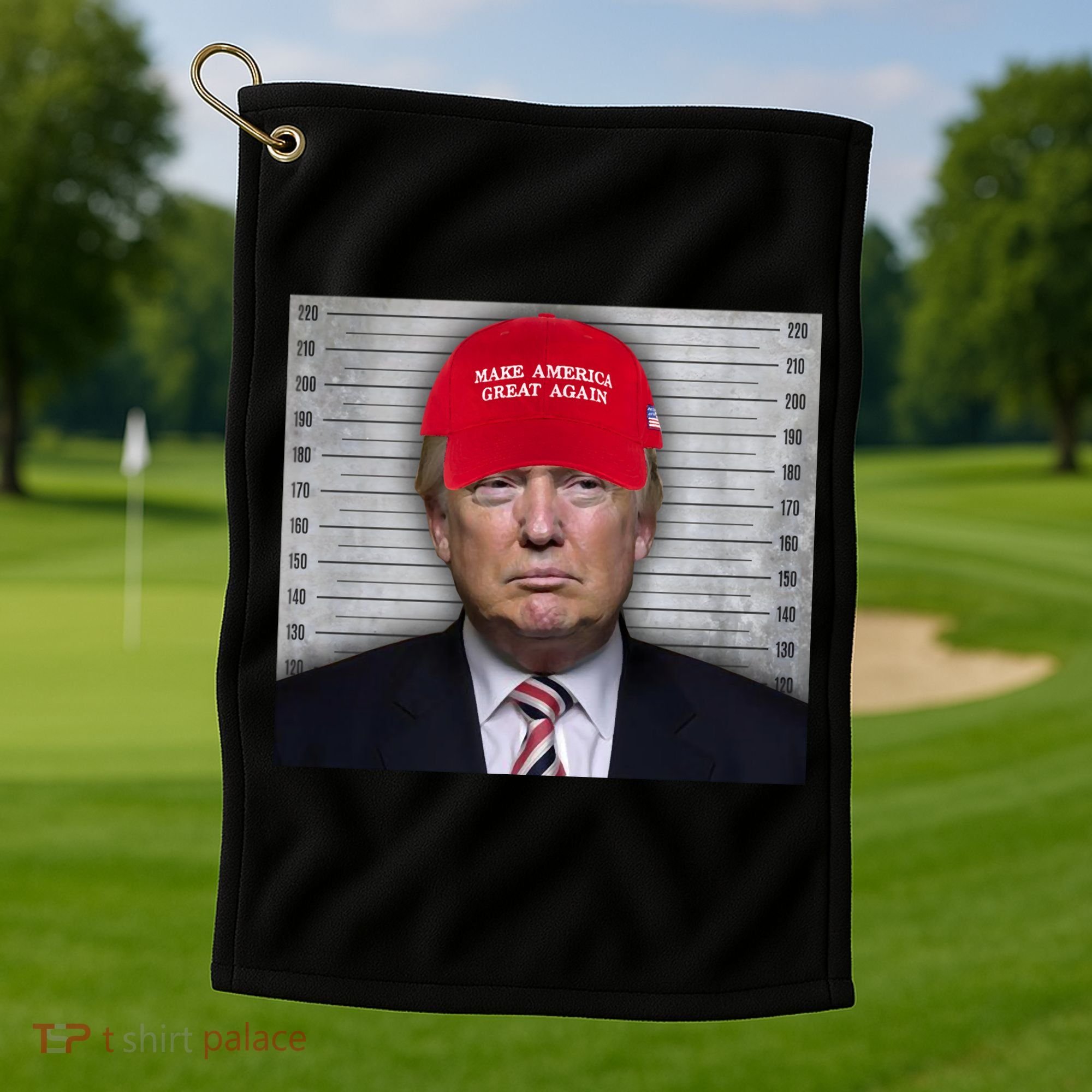 Trump Mugshot MAGA Golf Towel