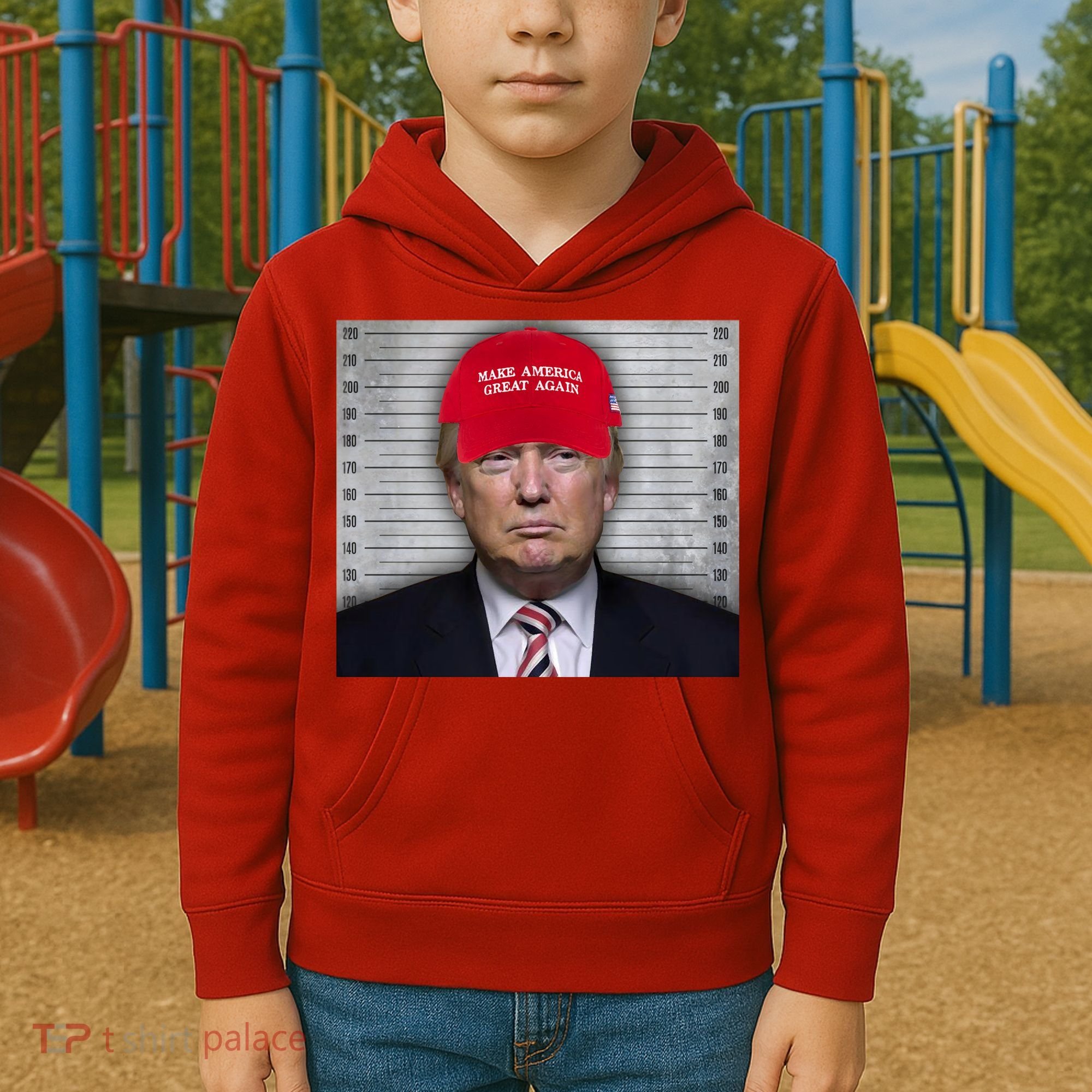 Trump Mugshot MAGA Kids Hoodie