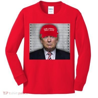Trump Mugshot MAGA Kids Long Sleeve Shirt