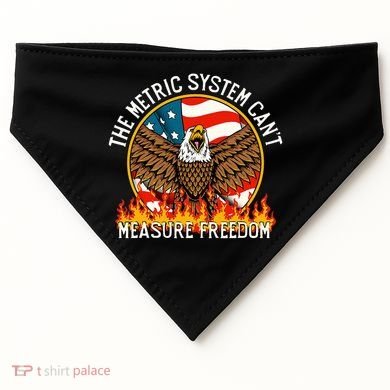 The Metric System CanT Measure Freedom Eagle Usa Flag Meme USA-Made Doggie Bandana