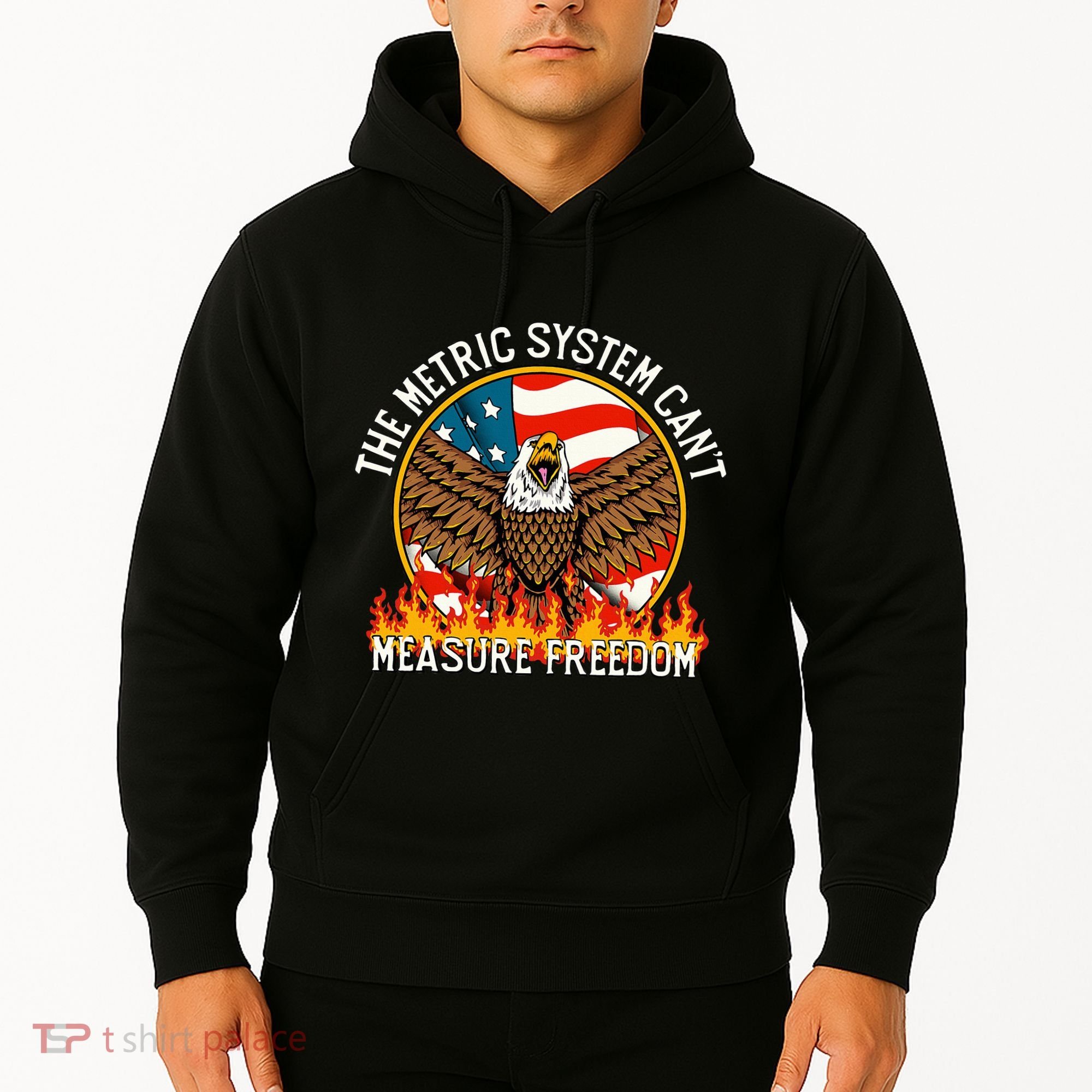The Metric System CanT Measure Freedom Eagle Usa Flag Meme Hoodie