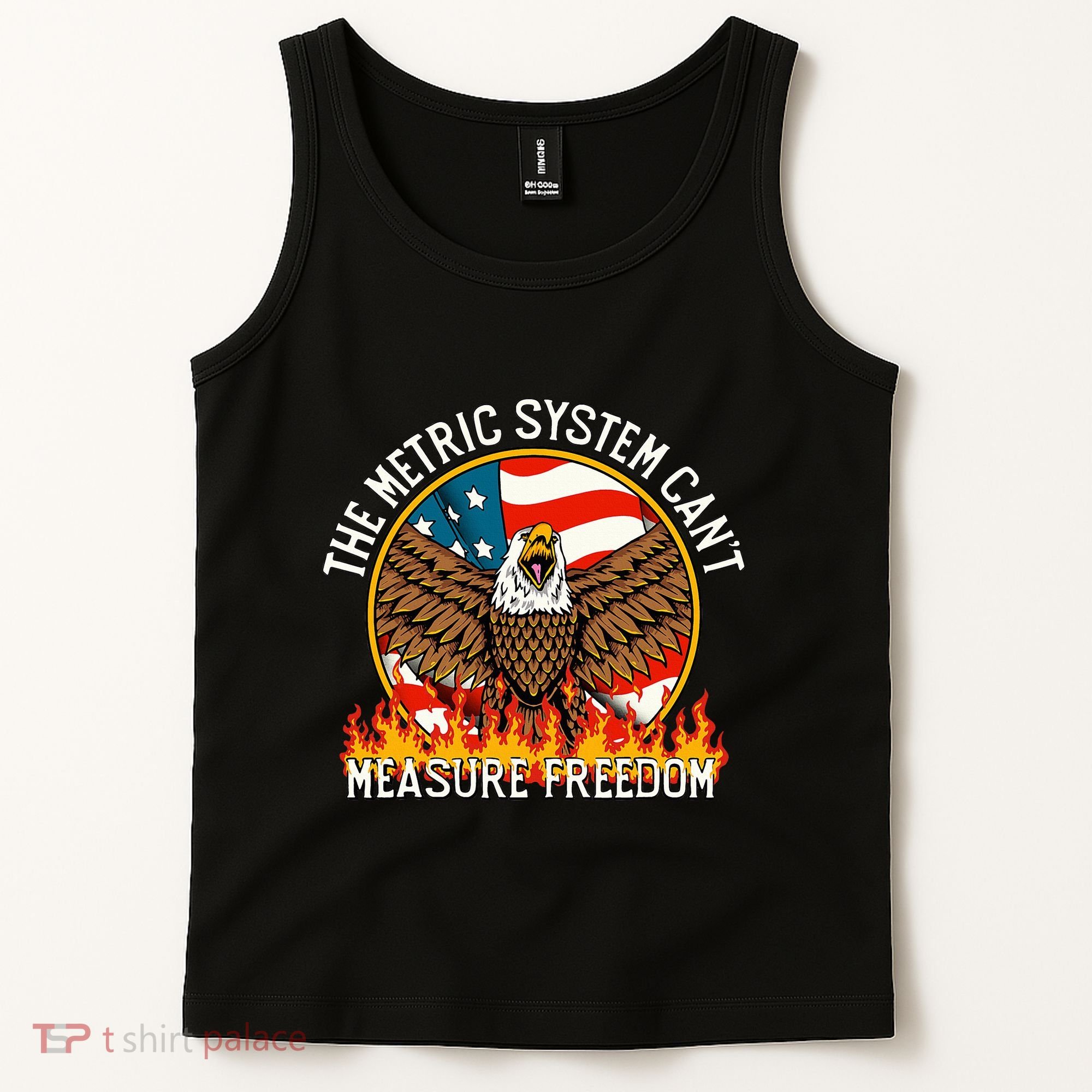 The Metric System CanT Measure Freedom Eagle Usa Flag Meme Tank Top