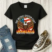 The Metric System CanT Measure Freedom Eagle Usa Flag Meme Women's T-Shirt thumb 3