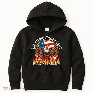 The Metric System CanT Measure Freedom Eagle Usa Flag Meme Kids Hoodie