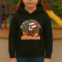 The Metric System CanT Measure Freedom Eagle Usa Flag Meme Kids Hoodie thumb 3