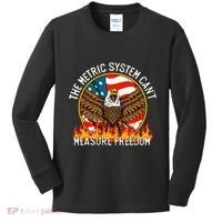 The Metric System CanT Measure Freedom Eagle Usa Flag Meme Kids Long Sleeve Shirt thumb 0