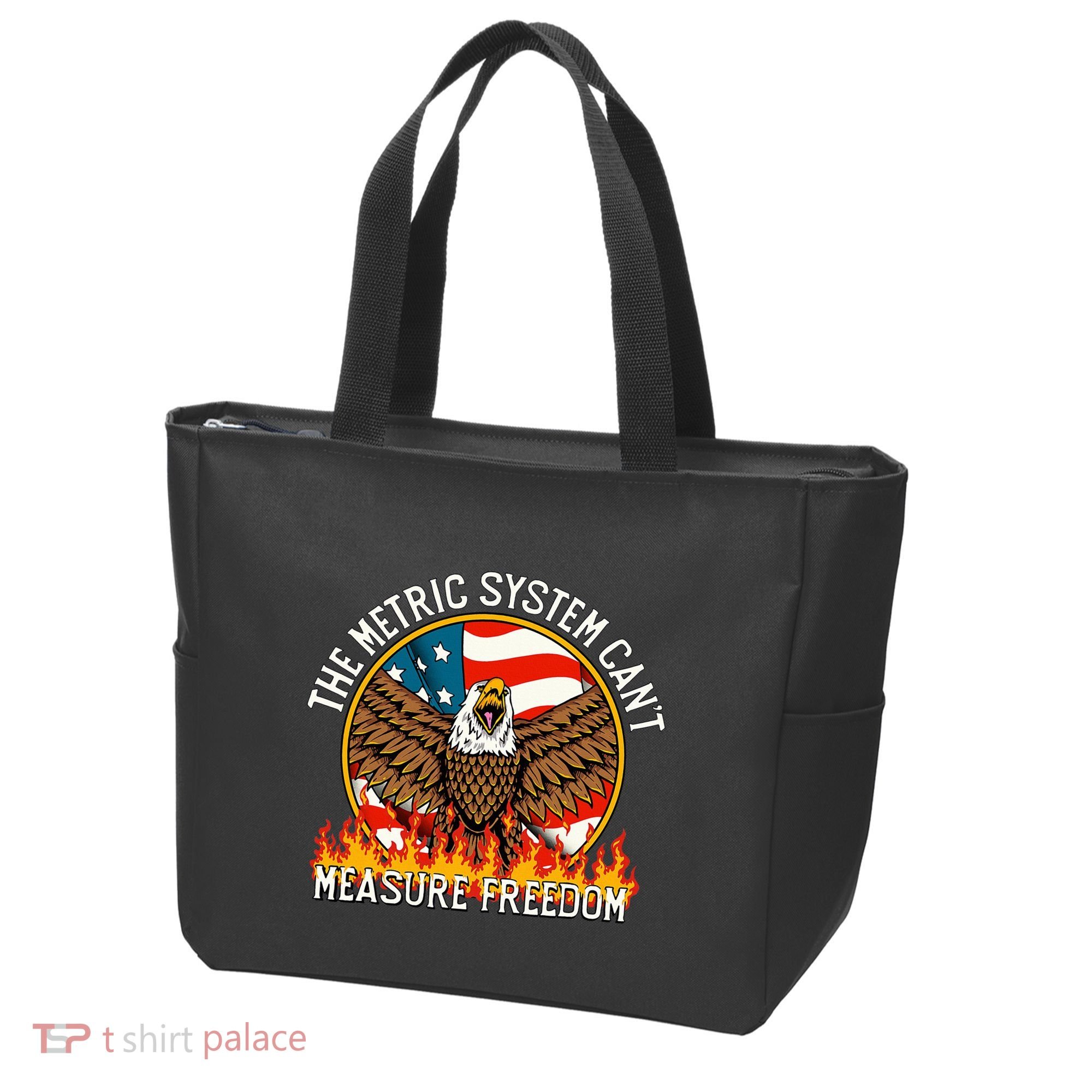 The Metric System CanT Measure Freedom Eagle Usa Flag Meme Tote Bag