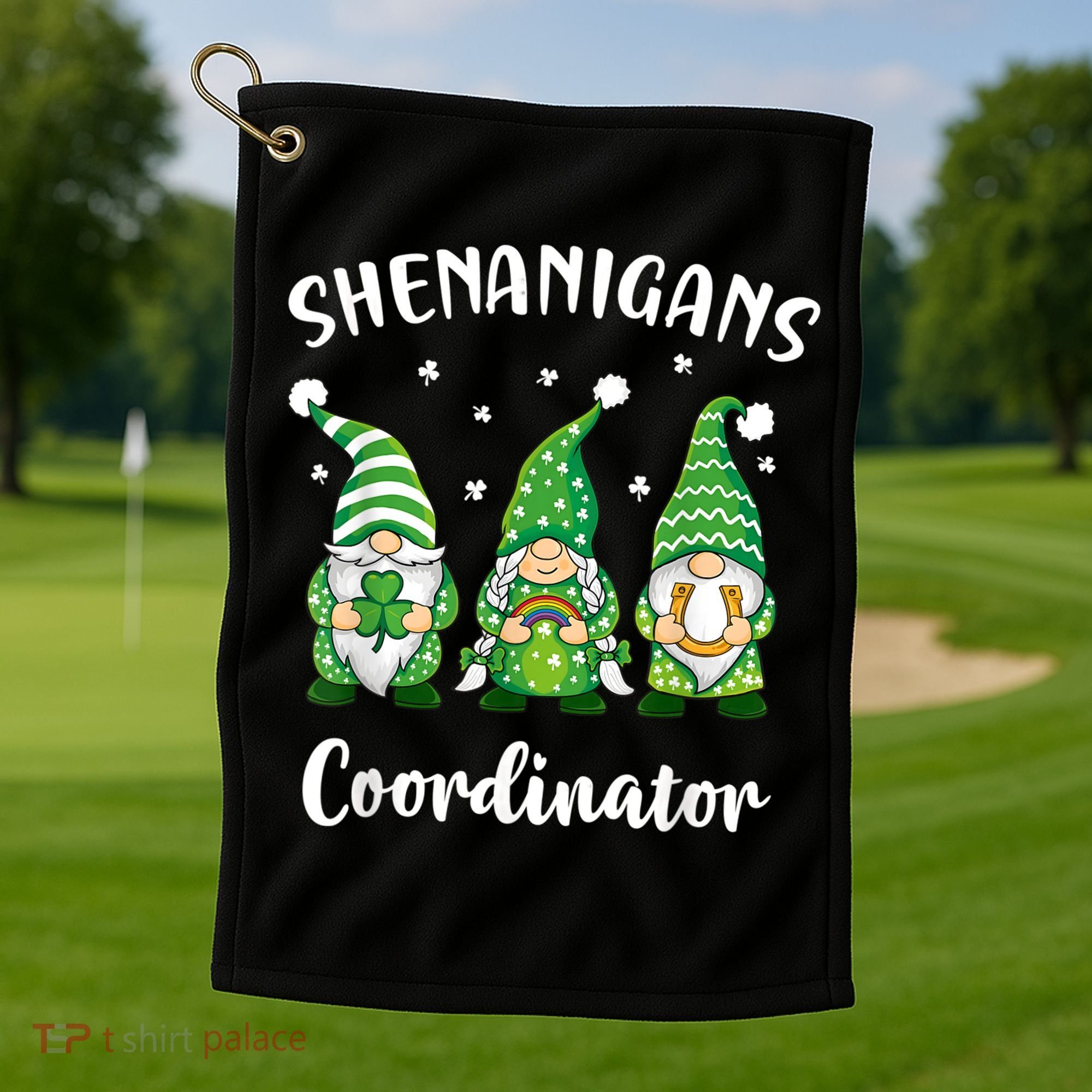 Teacher Mom St Patricks Day Shenanigans Coordinator Gnome Golf Towel