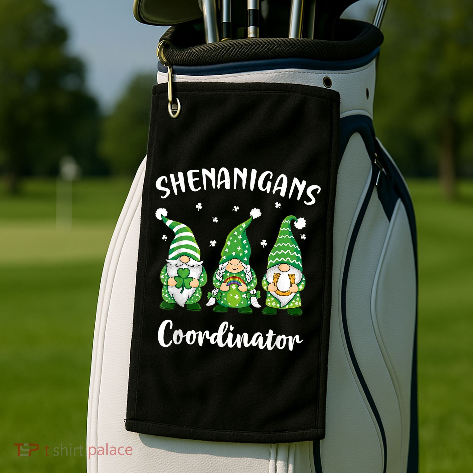 Teacher Mom St Patricks Day Shenanigans Coordinator Gnome Golf Towel