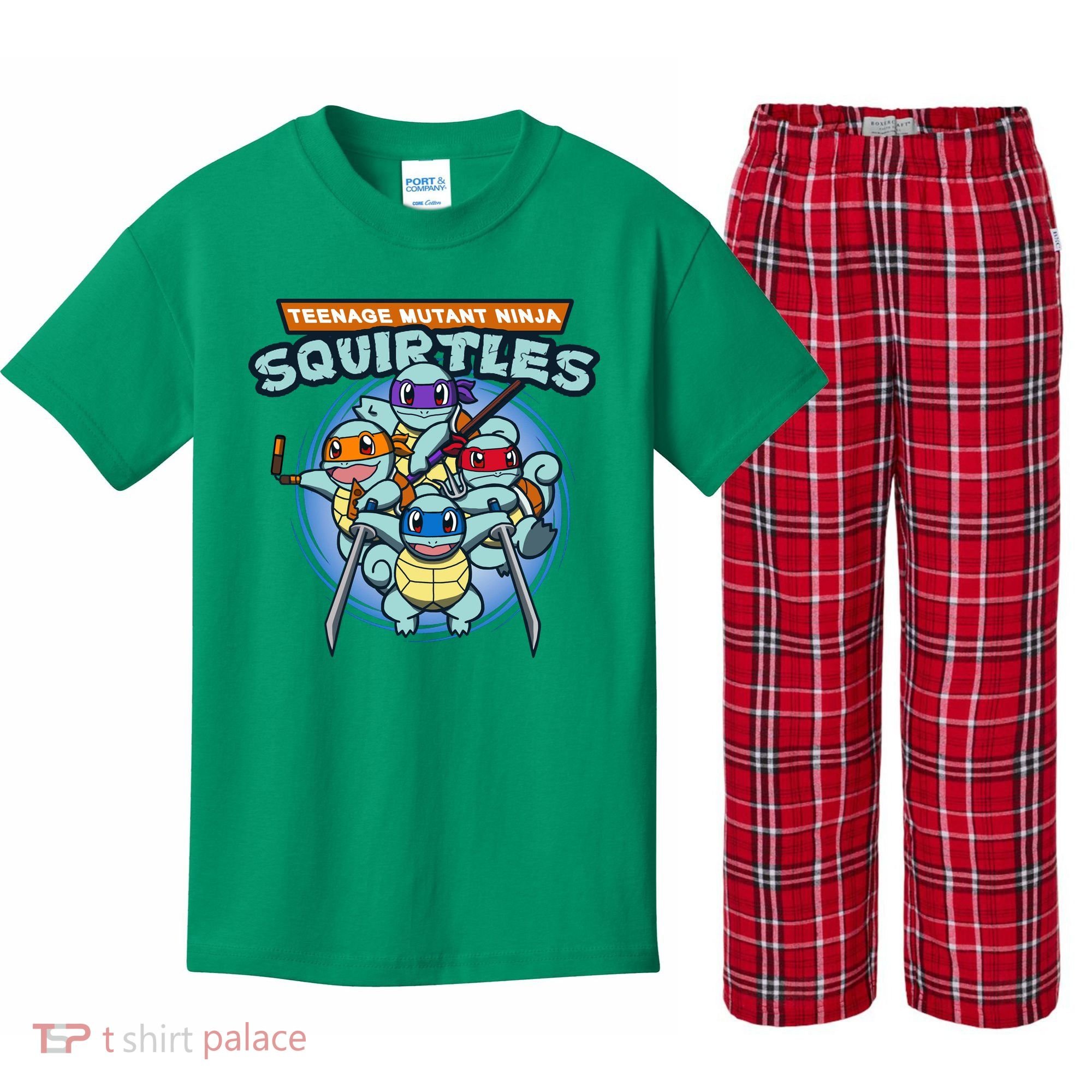 Teenage Mutant Squirtles Kids Plaid Pajama Set