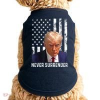 Trump Mug Shot Donald Trump Mug Shot Never Surrender Doggie Tank thumb 0