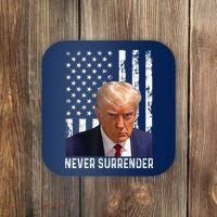 Trump Mug Shot Donald Trump Mug Shot Never Surrender Coaster thumb 0
