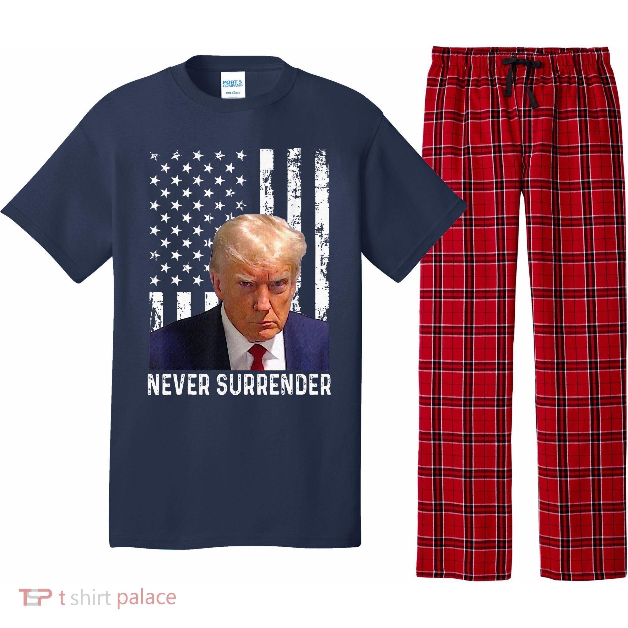 Trump Mug Shot Donald Trump Mug Shot Never Surrender Pajama Set