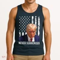 Trump Mug Shot Donald Trump Mug Shot Never Surrender Tank Top thumb 3