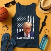 Trump Mug Shot Donald Trump Mug Shot Never Surrender Tank Top thumb 4