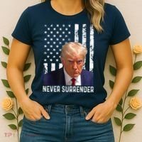 Trump Mug Shot Donald Trump Mug Shot Never Surrender Women's T-Shirt thumb 2