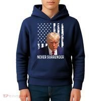 Trump Mug Shot Donald Trump Mug Shot Never Surrender Kids Hoodie thumb 4