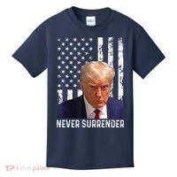 Trump Mug Shot Donald Trump Mug Shot Never Surrender Kids T-Shirt thumb 0