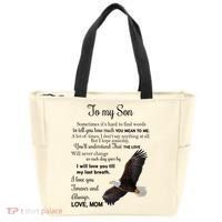 To My Son Eagle Sometimes Its Hard To Find Words Gift From Mom To Son Tote Bag thumb 0