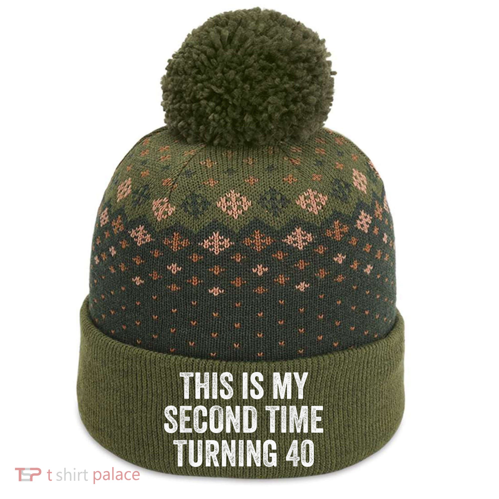 This My Second Time Turning 40 Funny 80th Birthday Old Gift The Baniff Cuffed Pom Beanie
