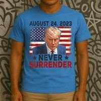 Trump Mug Shot Donald Trump Mug Shot Never Surrender America Flag T-Shirt thumb 3
