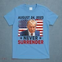 Trump Mug Shot Donald Trump Mug Shot Never Surrender America Flag T-Shirt thumb 4