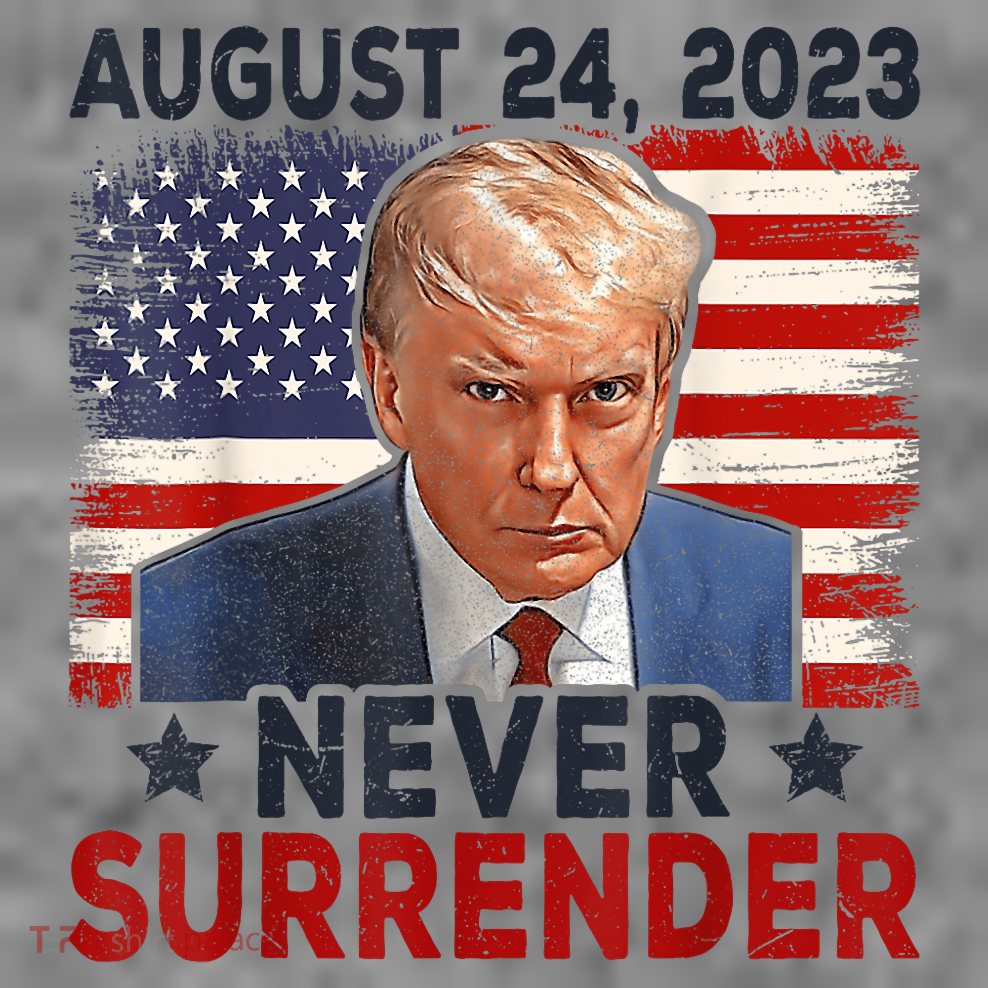 Trump Mug Shot Donald Trump Mug Shot Never Surrender America Flag Toddler Hoodie