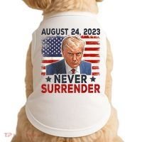 Trump Mug Shot Donald Trump Mug Shot Never Surrender America Flag Doggie Tank thumb 0