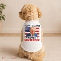 Trump Mug Shot Donald Trump Mug Shot Never Surrender America Flag Doggie Tank thumb 2
