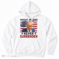 Trump Mug Shot Donald Trump Mug Shot Never Surrender America Flag Hoodie thumb 0