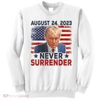 Trump Mug Shot Donald Trump Mug Shot Never Surrender America Flag Sweatshirt thumb 0